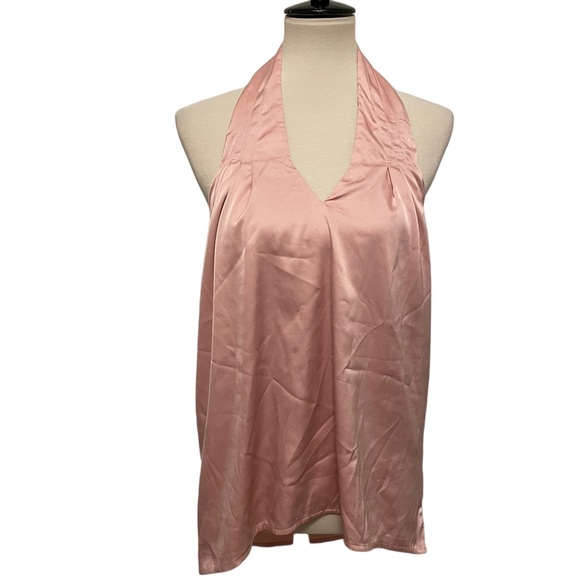 superdown Tops - Superdown Revolve Pink Satin Halter Open Back Top